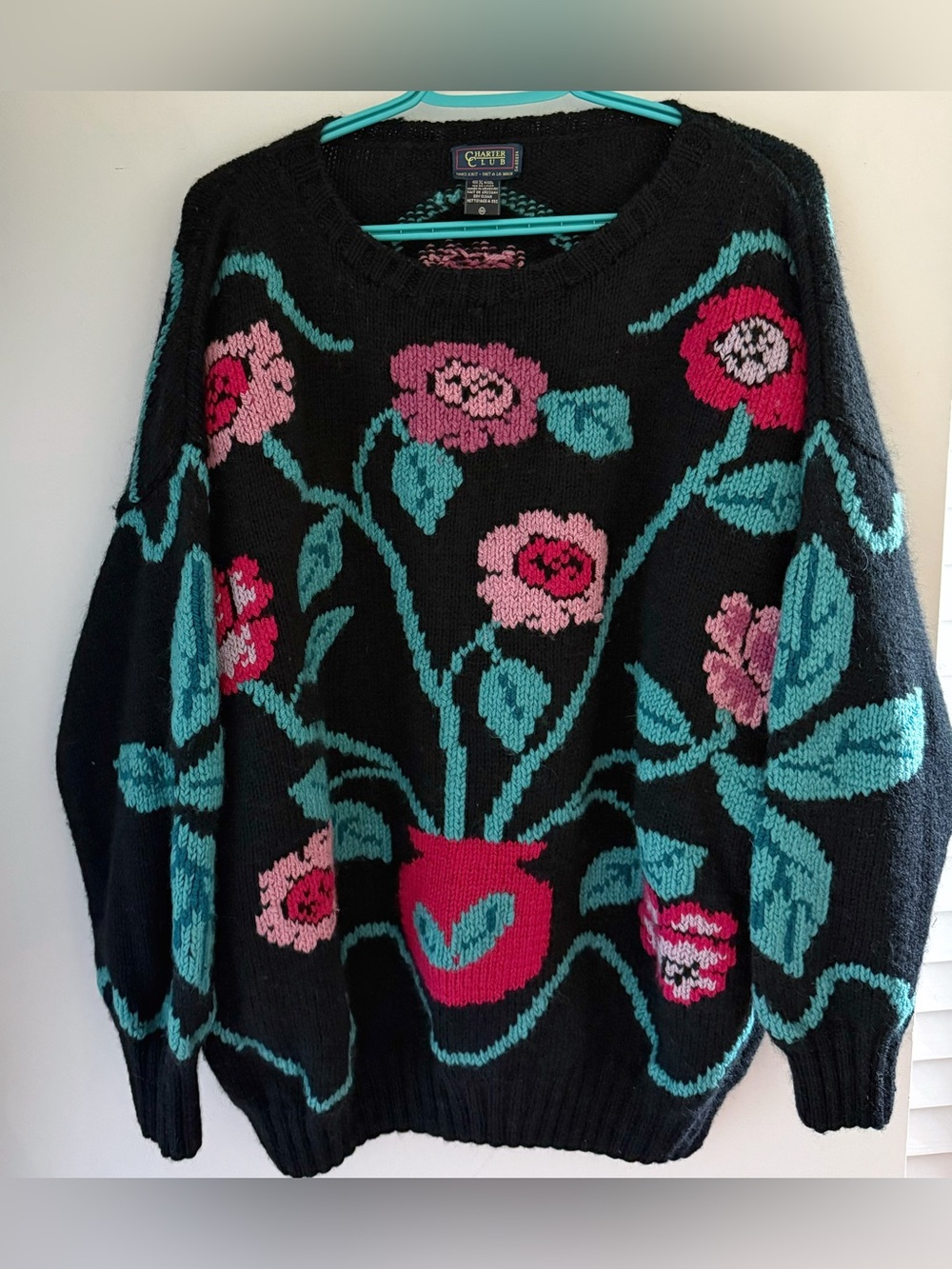 Vintage Charter Club Floral Wool Sweater